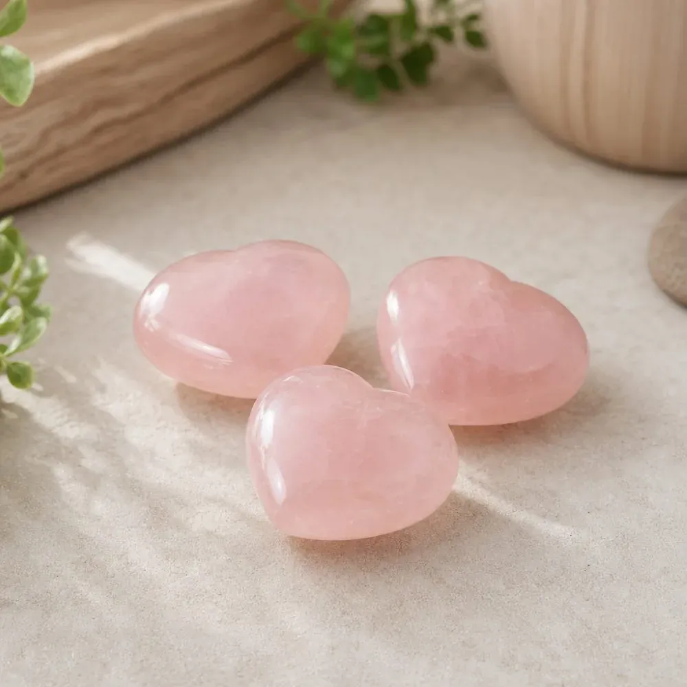 Coração de quartzo rosa